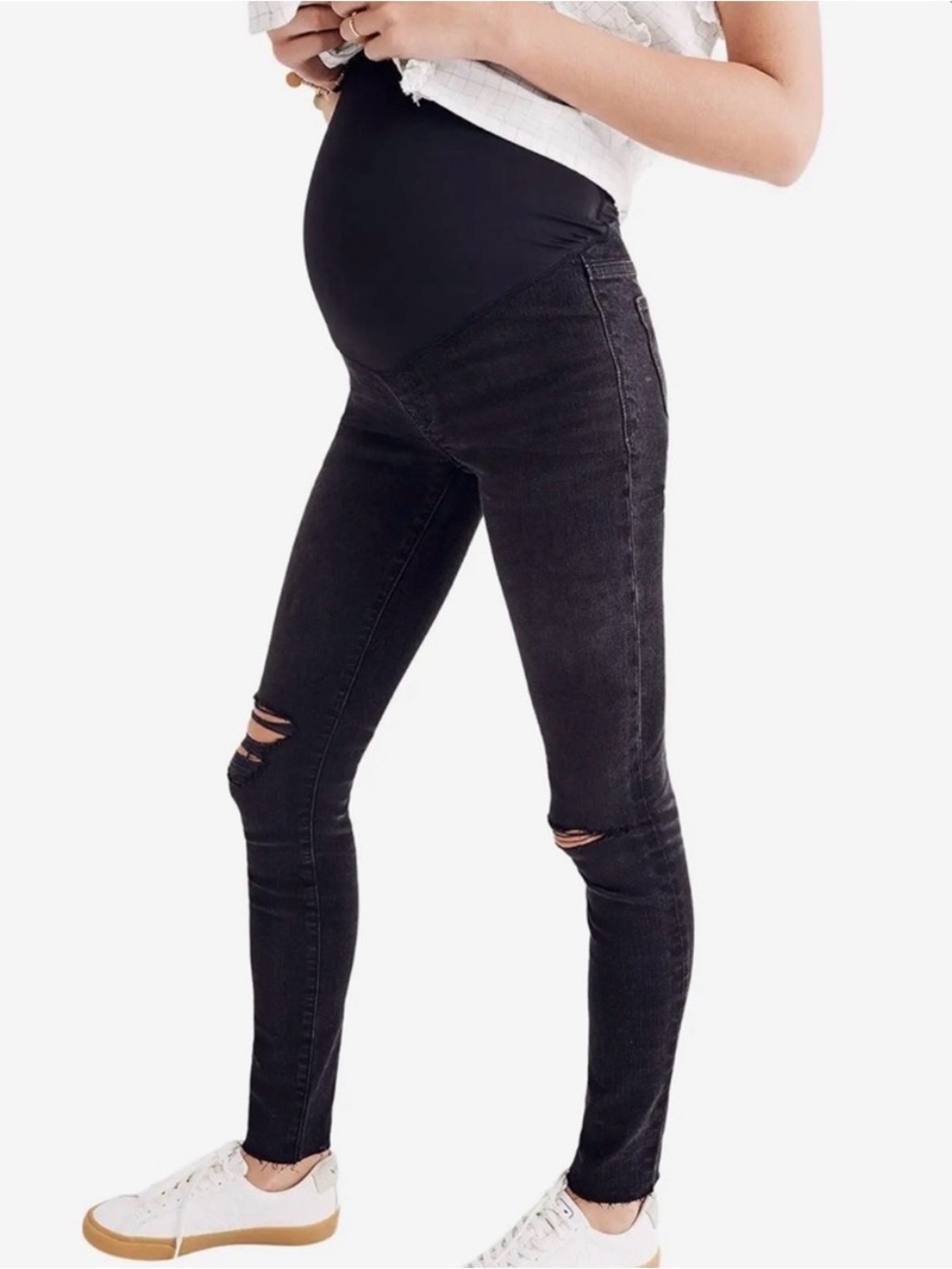Madewell Maternity Black Skinny Jeans with Over-Belly Panel